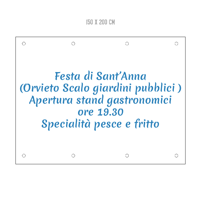 Banner striscione personalizzato in pvc occhiellato ( 100x75 )- banner personalizzabile con testo - foto - loghi - 100% Made in Italy