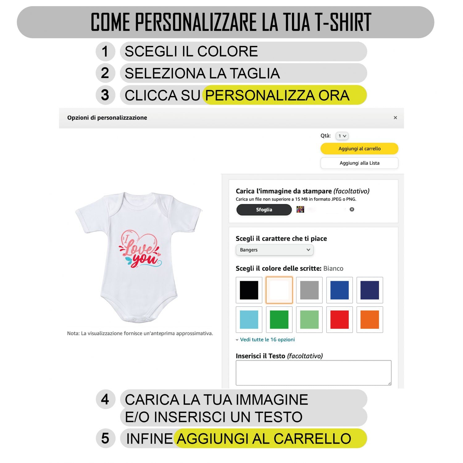 Body neonato cotone personalizzabile Neonato - Neonata con stampa personalizzata su richiesta 100% made in italy