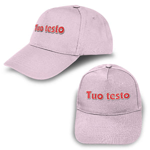 Cappello ricamato personalizzato - ricama il tuo cappello personalizzabile - 100% cotone - taglia unica - uomo-donna - ideale per feste, regalo, scuola, gite e uso quotidiano.