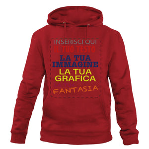 Felpa con cappuccio personalizzata - felpa personalizzabile con cappuccio uomo donna cotone tinta unita - con testo - foto e grafiche personalizzate