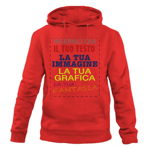 Felpa con cappuccio personalizzata - felpa personalizzabile con cappuccio uomo donna cotone tinta unita - con testo - foto e grafiche personalizzate