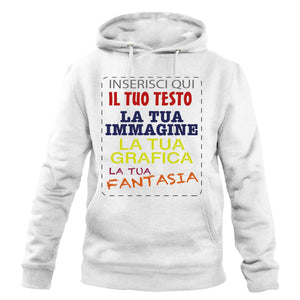 Felpa con cappuccio personalizzata - felpa personalizzabile con cappuccio uomo donna cotone tinta unita - con testo - foto e grafiche personalizzate
