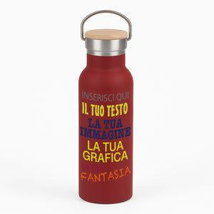 Borraccia Termica Personalizzabile 500 ml in Acciaio Inox Doppia Parete Vernice Opaca Soft Touch, Stampa Digitale UV Mantiene 24h Freddo 12h Caldo Idea Regalo Eco-Friendly