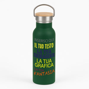 Borraccia Termica Personalizzabile 500 ml in Acciaio Inox Doppia Parete Vernice Opaca Soft Touch, Stampa Digitale UV Mantiene 24h Freddo 12h Caldo Idea Regalo Eco-Friendly