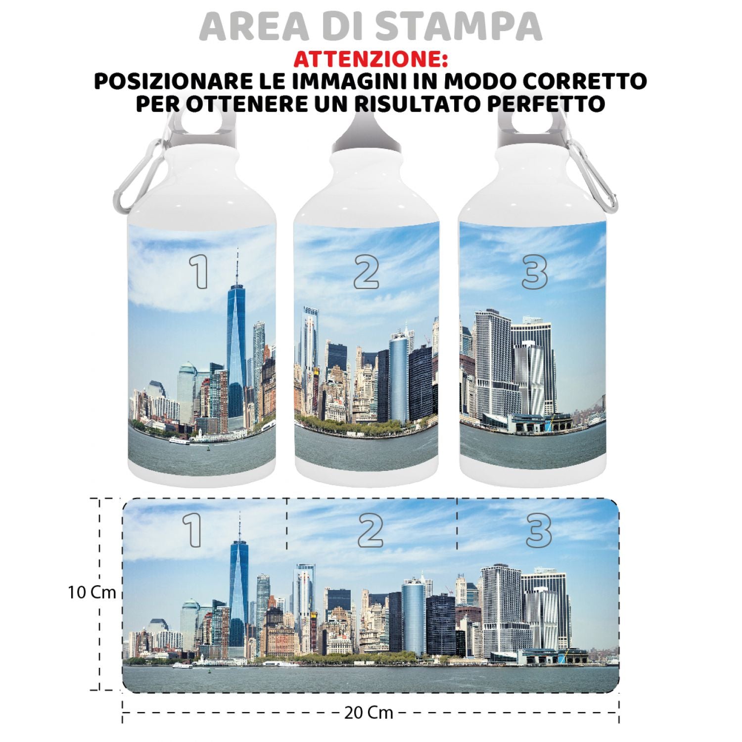 Borraccia personalizzata 500 ml con gancio incluso e chiusura ermetica - borraccia personalizzabile 500ml