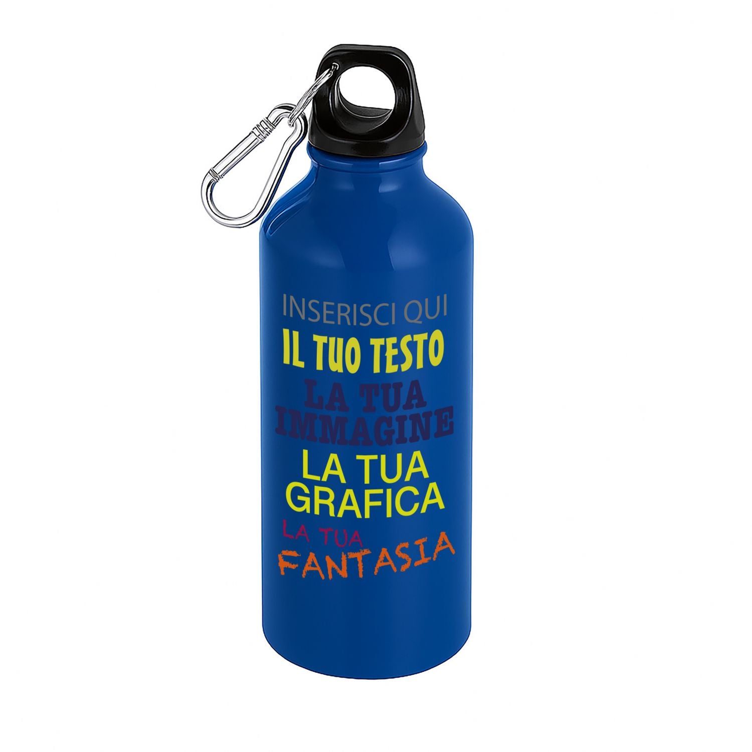 Borraccia personalizzata 500 ml con gancio incluso e chiusura ermetica - borraccia personalizzabile 500ml
