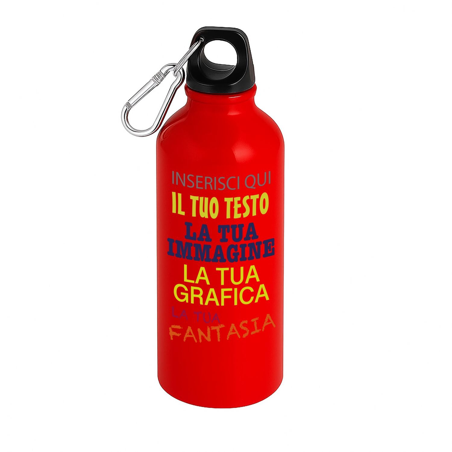 Borraccia personalizzata 500 ml con gancio incluso e chiusura ermetica - borraccia personalizzabile 500ml