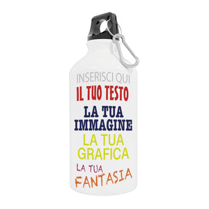 Borraccia personalizzata 400 ml con gancio incluso e chiusura ermetica - borraccia personalizzabile 400ml