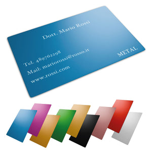 Card metallica personalizzata incisa - biglietto da visita inciso - spessore 0,2 mm - 100% made in italy