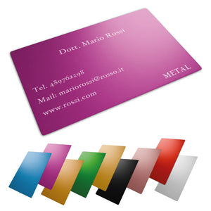 Card metallica personalizzata incisa - biglietto da visita inciso - spessore 0,2 mm - 100% made in italy