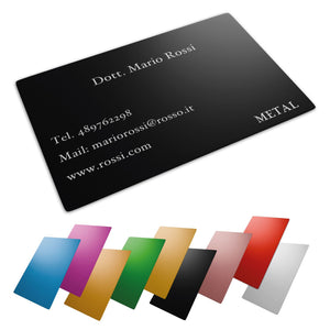 Card metallica personalizzata incisa - biglietto da visita inciso - spessore 0,2 mm - 100% made in italy