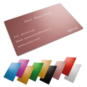 Card metallica personalizzata incisa - biglietto da visita inciso - spessore 0,2 mm - 100% made in italy