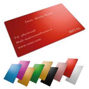Card metallica personalizzata incisa - biglietto da visita inciso - spessore 0,2 mm - 100% made in italy