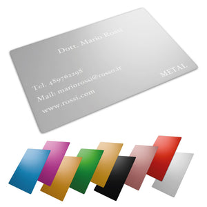 Card metallica personalizzata incisa - biglietto da visita inciso - spessore 0,2 mm - 100% made in italy
