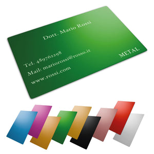 Card metallica personalizzata incisa - biglietto da visita inciso - spessore 0,2 mm - 100% made in italy