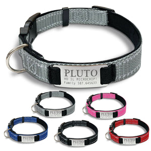 Collare cane personalizzato - collare cane personalizzabile con targhetta in metallo - linee Catarifrangenti - clip in abs - gancio per guinzaglio