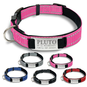 Collare cane personalizzato - collare cane personalizzabile con targhetta in metallo - linee Catarifrangenti - clip in abs - gancio per guinzaglio