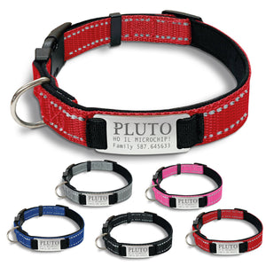 Collare cane personalizzato - collare cane personalizzabile con targhetta in metallo - linee Catarifrangenti - clip in abs - gancio per guinzaglio