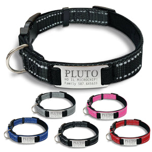 Collare cane personalizzato - collare cane personalizzabile con targhetta in metallo - linee Catarifrangenti - clip in abs - gancio per guinzaglio