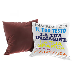 Cuscino personalizzato 40x40 con imbottitura - cuscino personalizzato con imbottitura - personalizza ora con testi , loghi o immagini - 100% made in italy