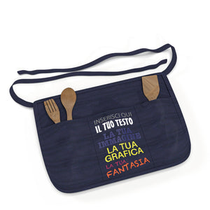 Grembiule cucina personalizzato - grembiule corto personalizzabile con foto testi loghi - 100% Made in Italy