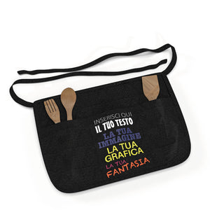 Grembiule cucina personalizzato - grembiule corto personalizzabile con foto testi loghi - 100% Made in Italy