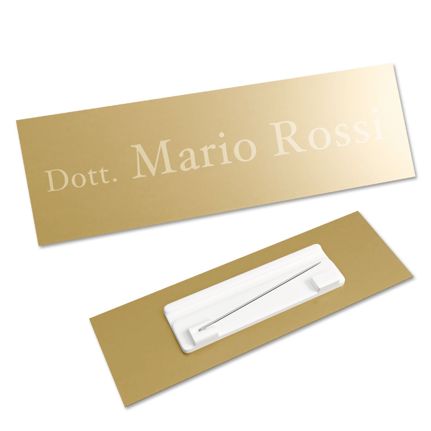 Targhetta Nome Identificativa personalizzata - Targhetta Nome personalizzata con incisione laser - dotata di spilla - 100% made in italy