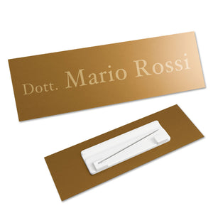 Targhetta Nome Identificativa personalizzata - Targhetta Nome personalizzata con incisione laser - dotata di spilla - 100% made in italy