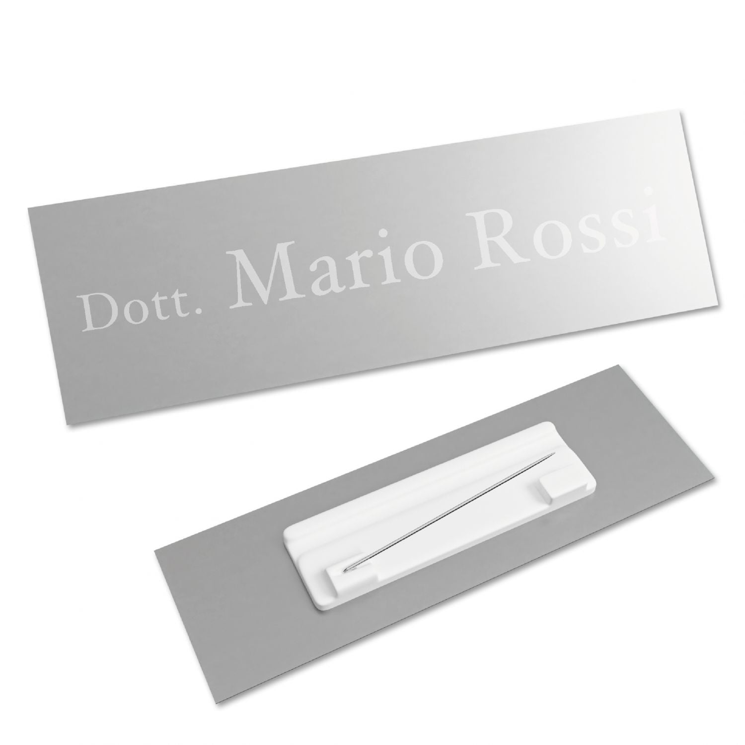 Targhetta Nome Identificativa personalizzata - Targhetta Nome personalizzata con incisione laser - dotata di spilla - 100% made in italy