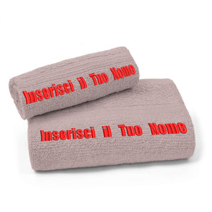Gruppo veneziano - set asciugamano personalizzato - set 1+1 visto e ospite personalizzato con ricamo - 50x100 , 40x60 - certificato OEKO-TEX