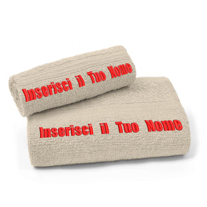 Gruppo veneziano - set asciugamano personalizzato - set 1+1 visto e ospite personalizzato con ricamo - 50x100 , 40x60 - certificato OEKO-TEX