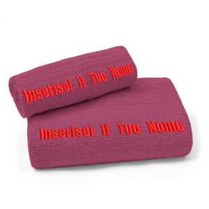 Gruppo veneziano - set asciugamano personalizzato - set 1+1 visto e ospite personalizzato con ricamo - 50x100 , 40x60 - certificato OEKO-TEX