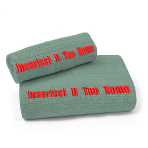Gruppo veneziano - set asciugamano personalizzato - set 1+1 visto e ospite personalizzato con ricamo - 50x100 , 40x60 - certificato OEKO-TEX