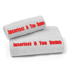Gruppo veneziano - set asciugamano personalizzato - set 1+1 visto e ospite personalizzato con ricamo - 50x100 , 40x60 - certificato OEKO-TEX