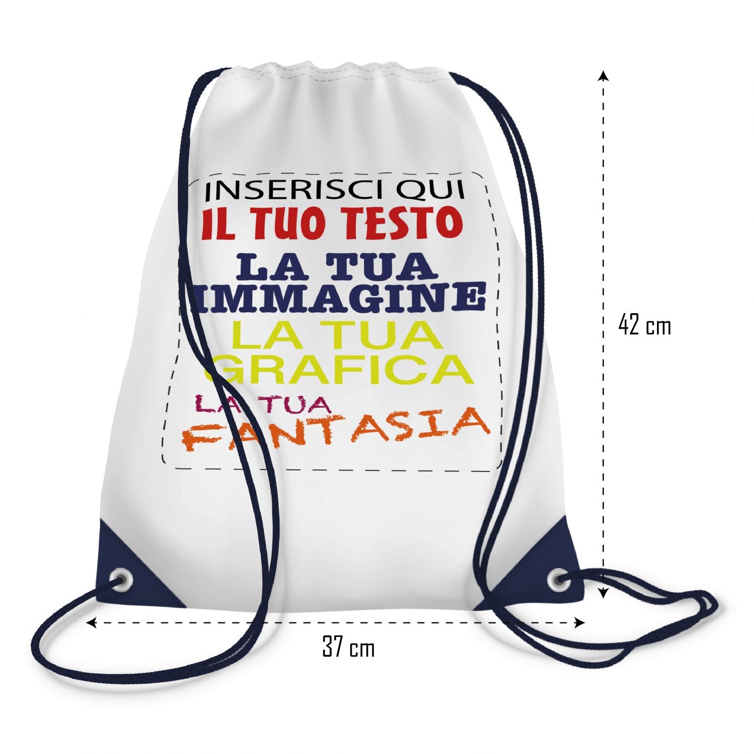 Zaino Sacca personalizzato - Personalizza ora il tuo Zaino a sacca con Nomi , Testi o loghi - 100% made in italy