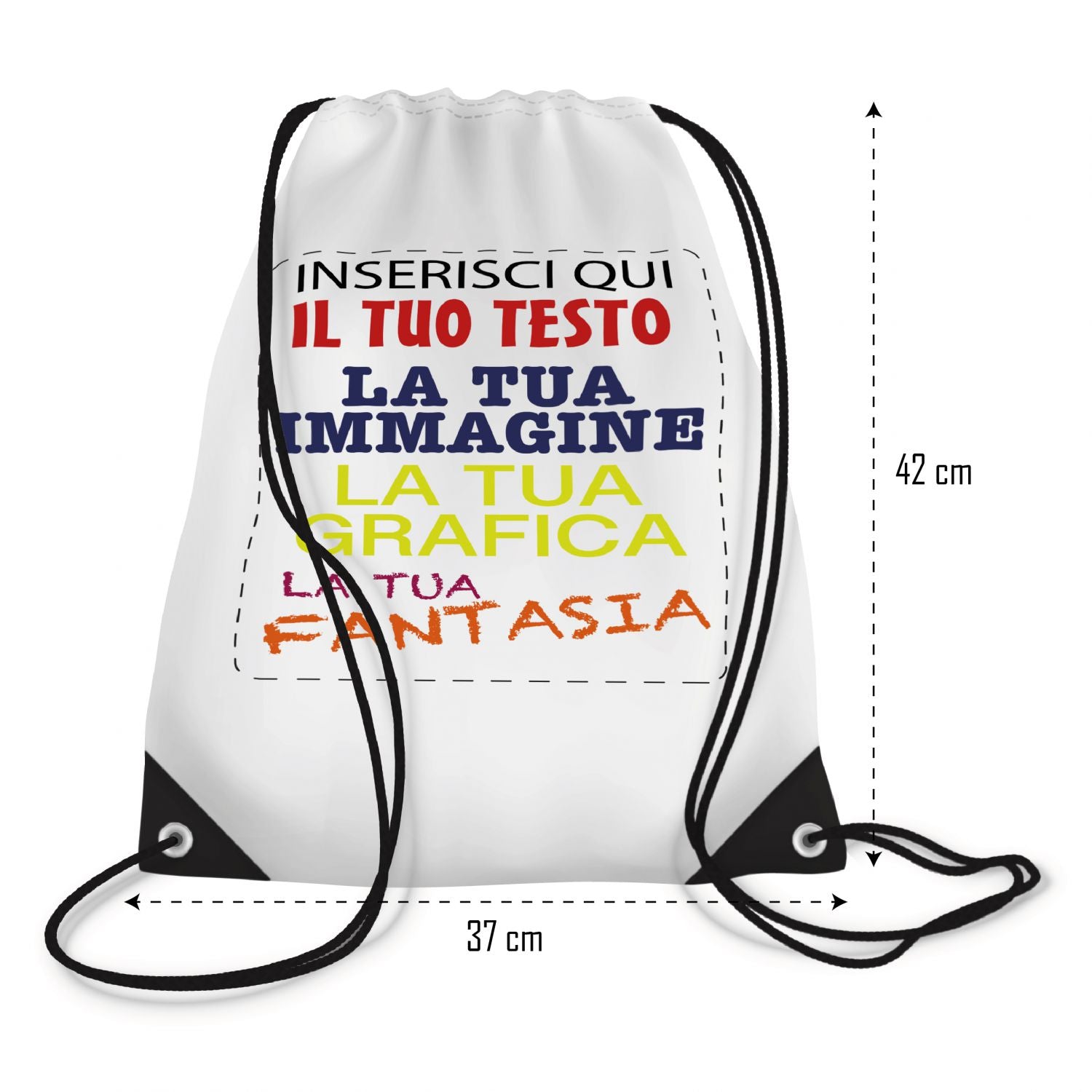Zaino Sacca personalizzato - Personalizza ora il tuo Zaino a sacca con Nomi , Testi o loghi - 100% made in italy