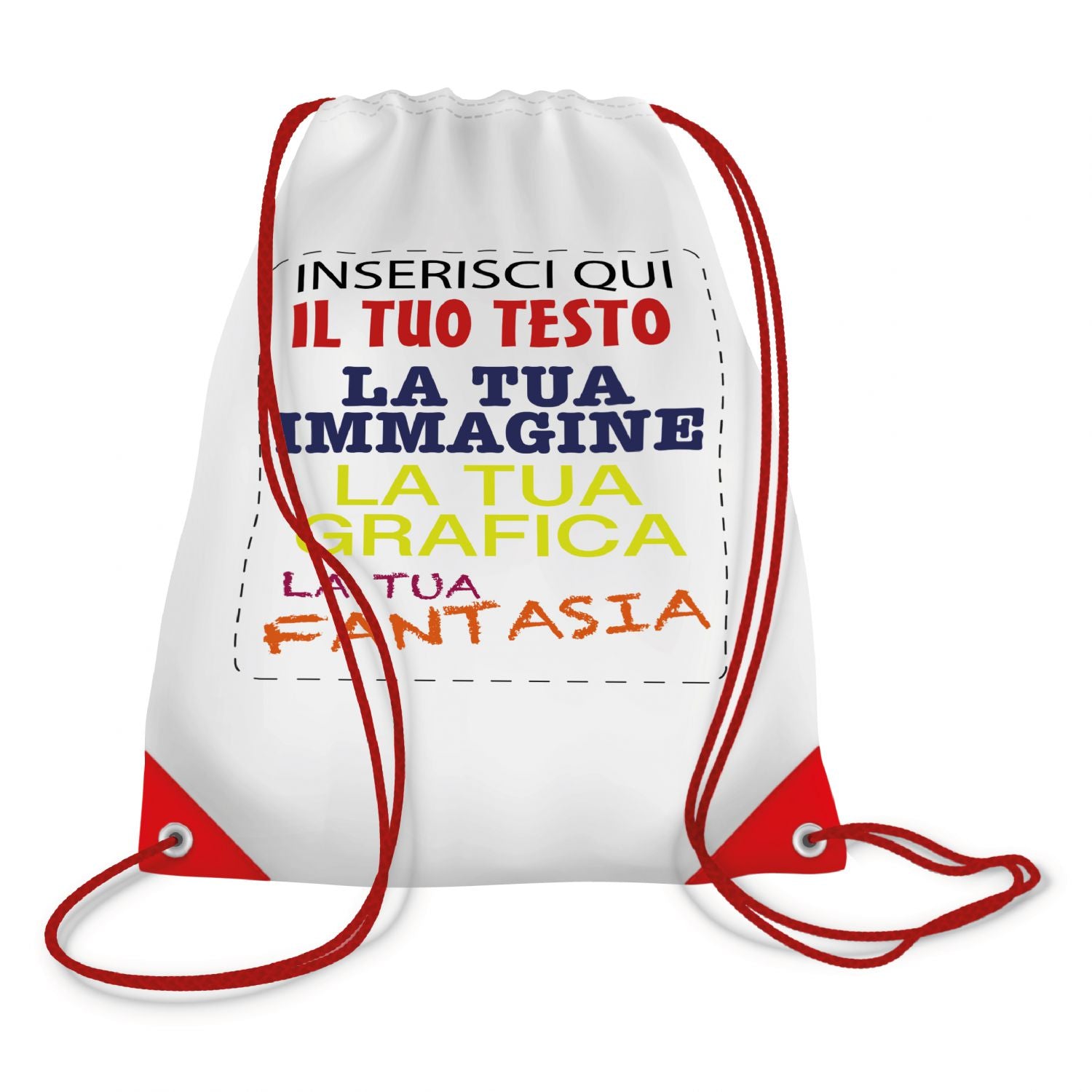 Zaino Sacca personalizzato - Personalizza ora il tuo Zaino a sacca con Nomi , Testi o loghi - 100% made in italy