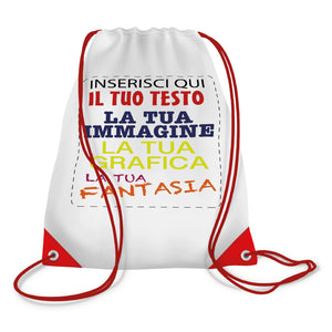 Zaino Sacca personalizzato - Personalizza ora il tuo Zaino a sacca con Nomi , Testi o loghi - 100% made in italy
