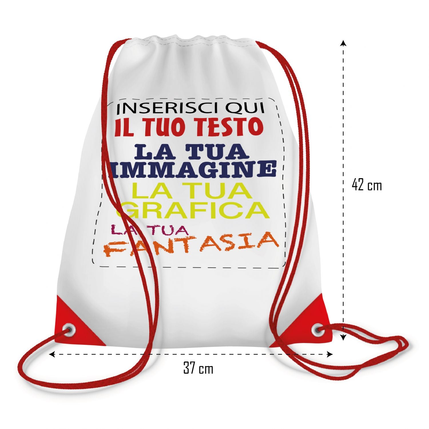Zaino Sacca personalizzato - Personalizza ora il tuo Zaino a sacca con Nomi , Testi o loghi - 100% made in italy