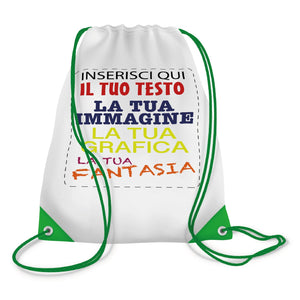 Zaino Sacca personalizzato - Personalizza ora il tuo Zaino a sacca con Nomi , Testi o loghi - 100% made in italy