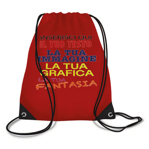 Sacca zaino personalizzata - Personalizza ora il tuo zaino con testi , foto o loghi - 100% made in italy