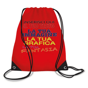 Sacca zaino personalizzata - Personalizza ora il tuo zaino con testi , foto o loghi - 100% made in italy