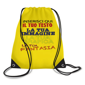 Sacca zaino personalizzata - Personalizza ora il tuo zaino con testi , foto o loghi - 100% made in italy