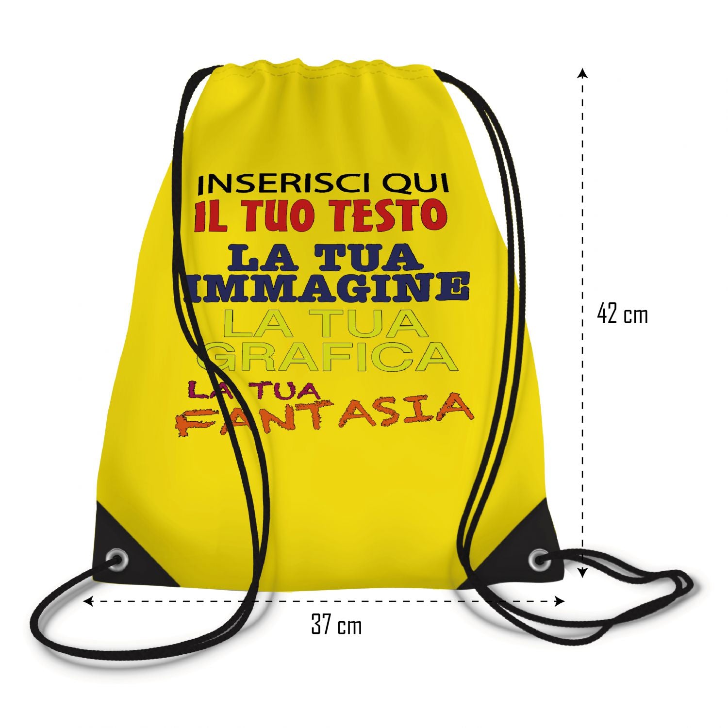 Sacca zaino personalizzata - Personalizza ora il tuo zaino con testi , foto o loghi - 100% made in italy