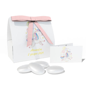 Scatolina portaconfetti Personalizzata Battesimo 24 pezzi - 24 scatoline personalizzate + 24 bigliettini bomboniera personalizzati - nastrino in raso incluso per ogni confezione.