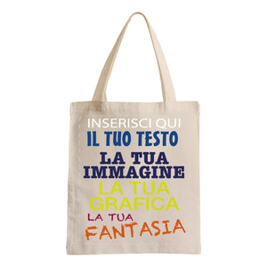 Shopper Personalizzata 100% cotone 140gr mq - Shopper Personalizzabile 39x41 - manici lunghi e comfort - 100% Made in Italy