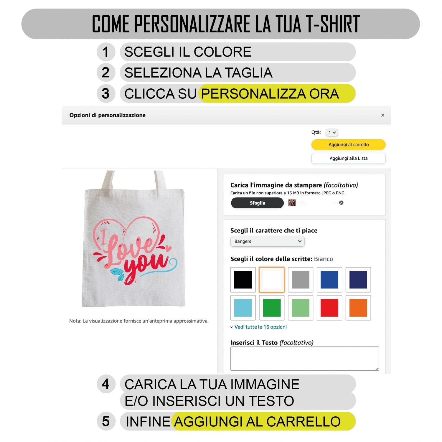 Shopper Personalizzata 100% cotone 140gr mq - Shopper Personalizzabile 39x41 - manici lunghi e comfort - 100% Made in Italy