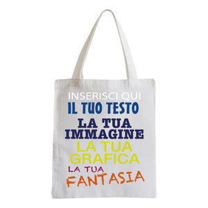 Shopper Personalizzata 100% cotone 140gr mq - Shopper Personalizzabile 39x41 - manici lunghi e comfort - 100% Made in Italy