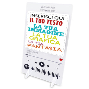 Targa Spotify personalizzata - targa musica personalizzata con foto e scritte - link diretto alla canzone tramite app - plexiglass 3mm - 100% made in italy