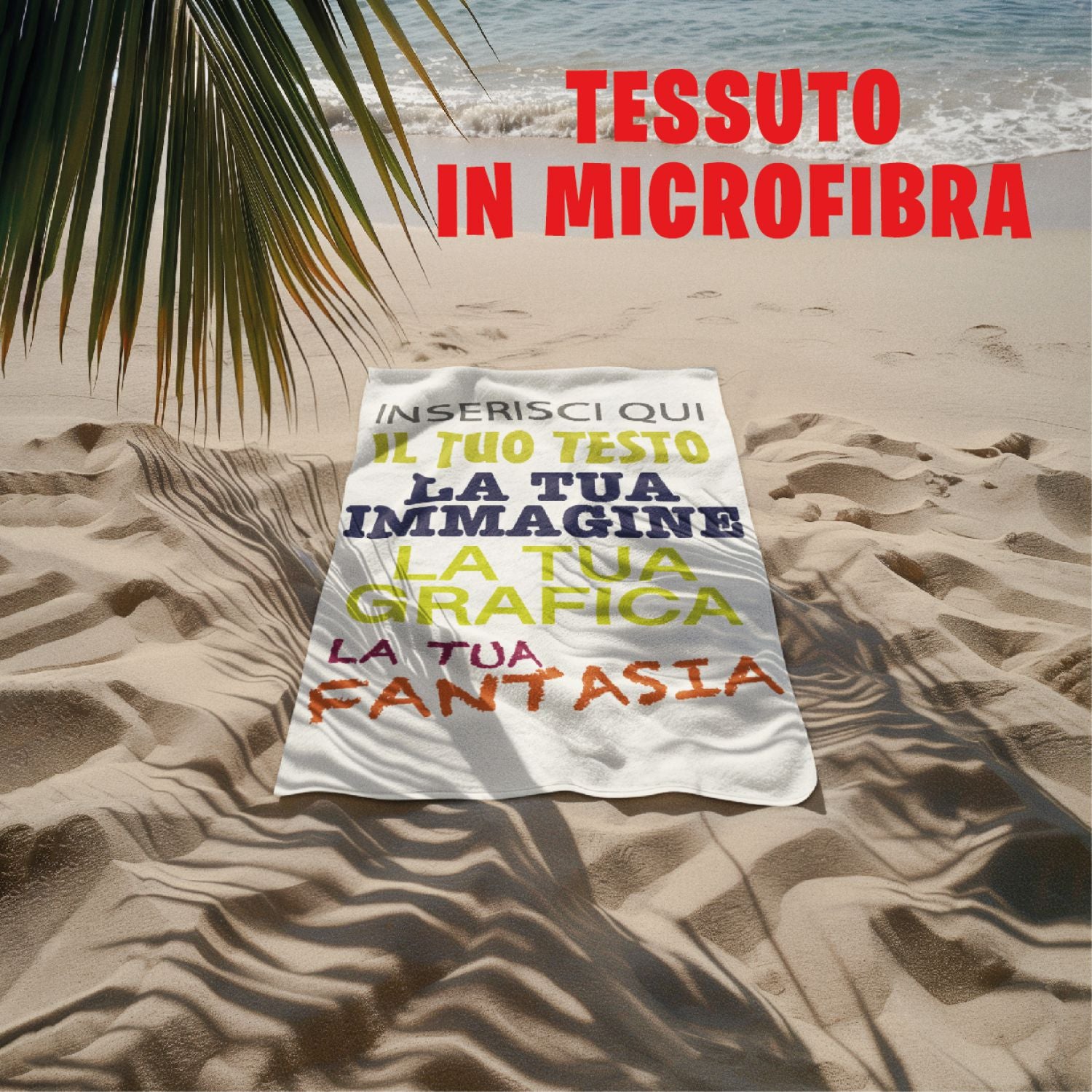 Telo Mare Personalizzato Stampa Nome o Testo | Morbido, Assorbente e Ultra Leggero | Perfetto per Spiaggia, Piscina e Bagno